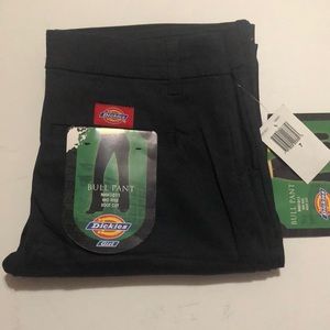 Dickies Bull Pant Girls 7 Solid Stretch Mid Rise Boot Cut Flat Front Navy New